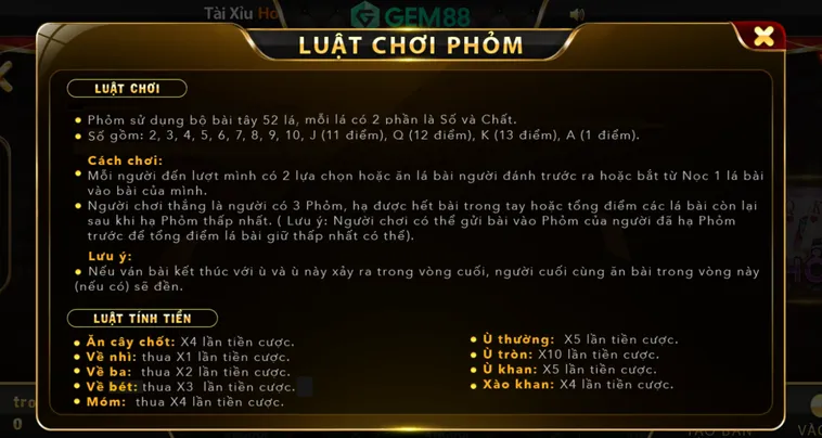Phỏm Tại Gem88 Game Bài Đấu Trí Đỉnh Cao Săn Thưởng Lớn Mỗi Ngày