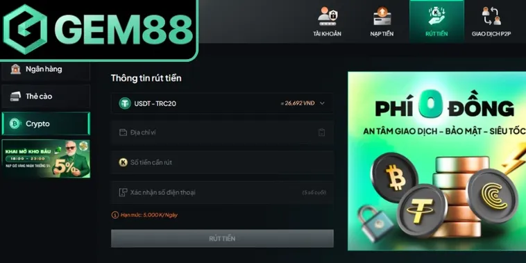 Bí Kíp Rút Tiền Gem88 Thần Tốc An Toàn Không Lo Lỗi Giao Dịch Hệ Thống