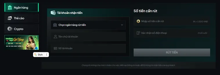 Hướng Dẫn Rút Tiền Tại Gem88 Thần Tốc An Toàn Qua Tài Khoản Ngân Hàng