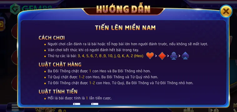 Tiến Lên Miền Nam Tại Gem88 Hướng Dẫn Cách Chơi Chi Tiết Cho Tân Thủ