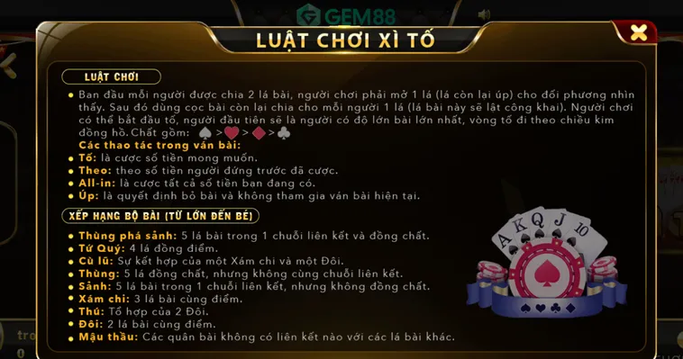Cách Chơi Xì Tố Tại Gem88 Hốt Bạc Khủng Cho Người Mới Bắt Đầu